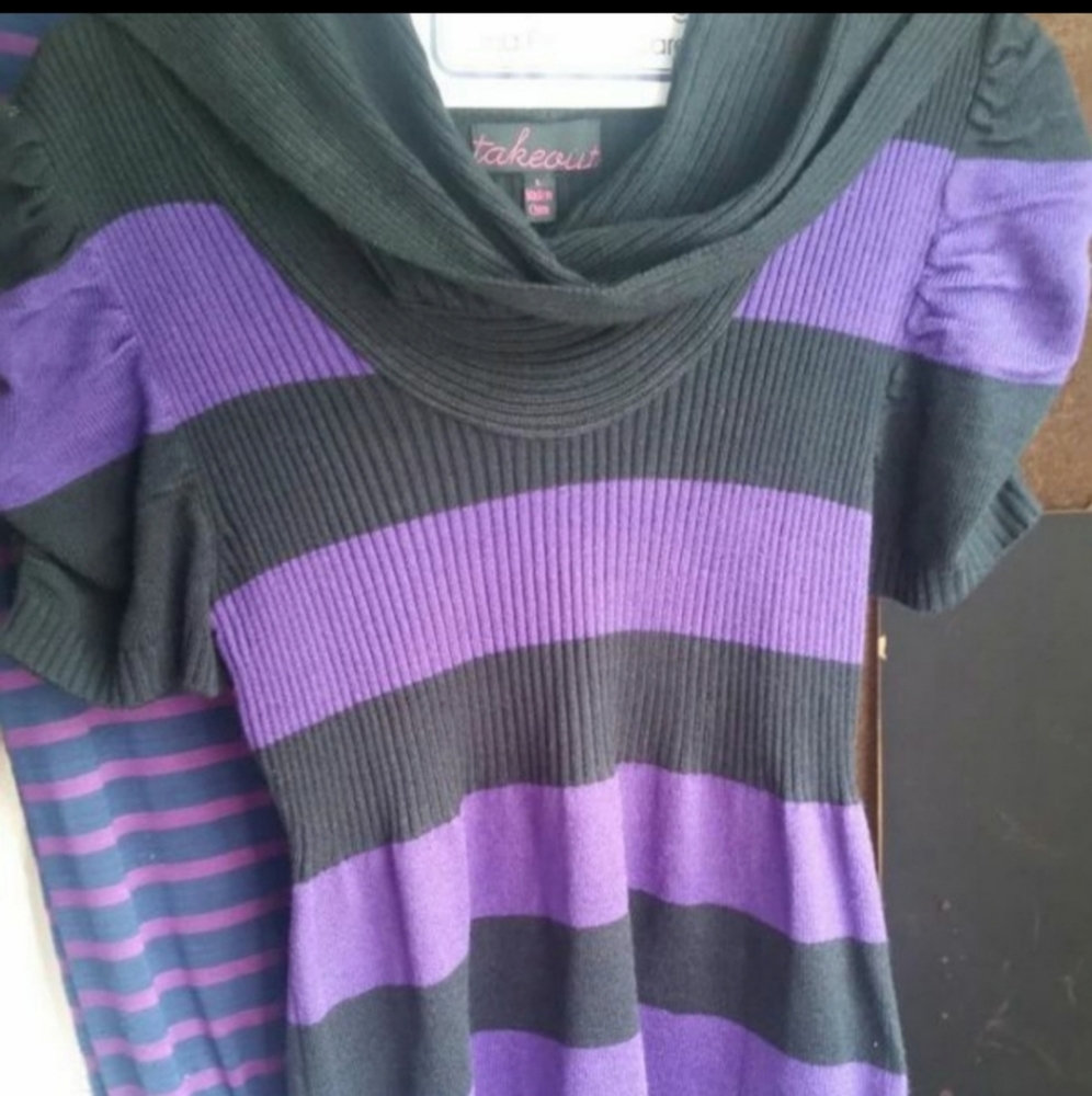 Purple/black striped dress